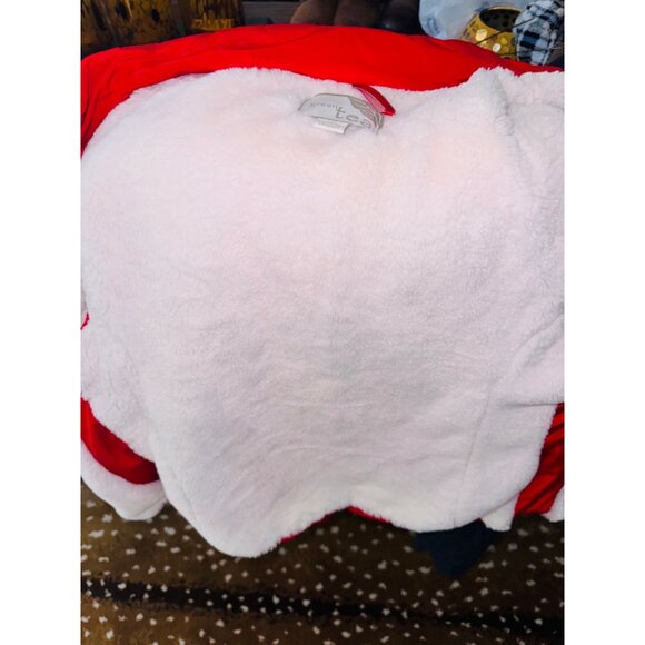 Red Soft Quilted Hooded Vest Fleece Lined Faux Fur Trim Green Tea L/G Outdoor - Picture 11 of 14